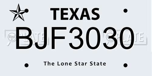 BJF3030 Texas License Plate