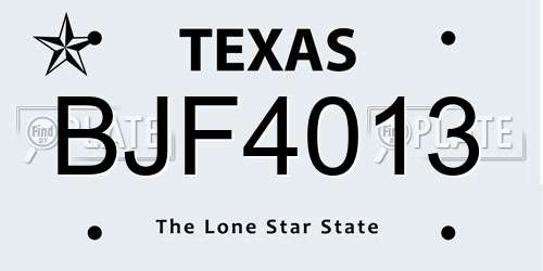 BJF4013 Texas License Plate
