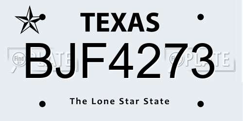 BJF4273 Texas License Plate