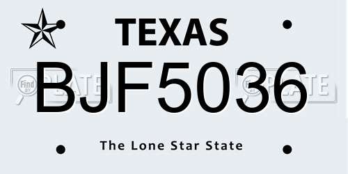 BJF5036 Texas License Plate