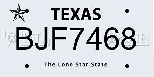 BJF7468 Texas License Plate