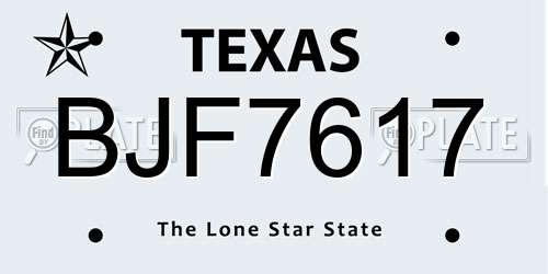 BJF7617 Texas License Plate