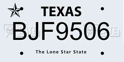 BJF9506 Texas License Plate
