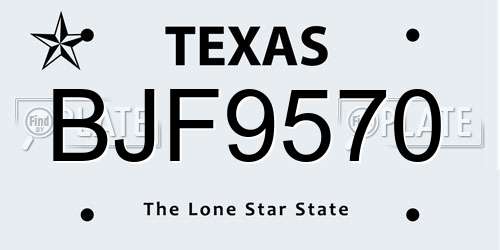 BJF9570 Texas License Plate