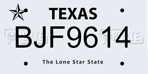 BJF9614 Texas License Plate