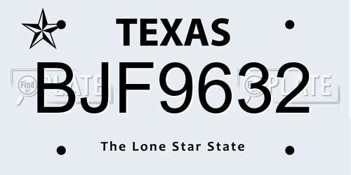 BJF9632 Texas License Plate