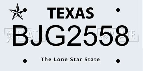BJG2558 Texas License Plate
