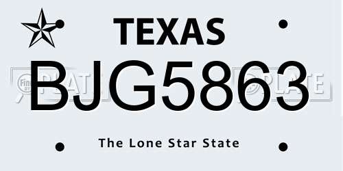 BJG5863 Texas License Plate