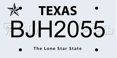 BJH2055 Texas License Plate