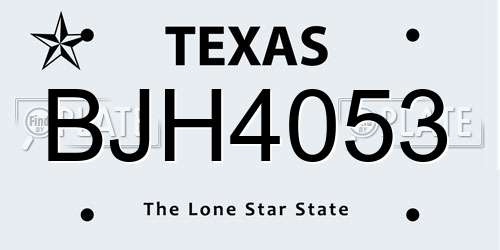 BJH4053 Texas License Plate