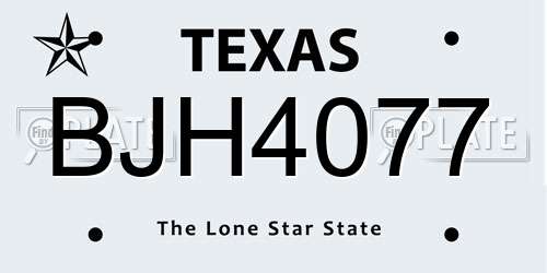 BJH4077 Texas License Plate