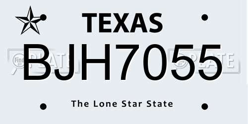BJH7055 Texas License Plate