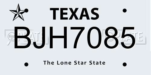 BJH7085 Texas License Plate