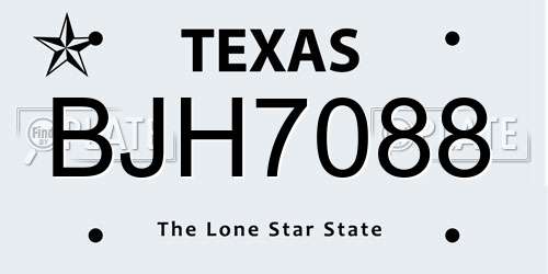BJH7088 Texas License Plate