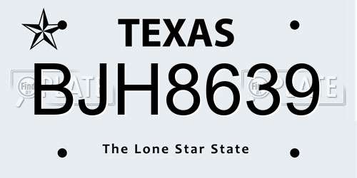 BJH8639 Texas License Plate