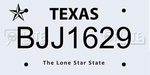 BJJ1629 Texas License Plate