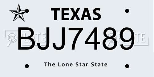 BJJ7489 Texas License Plate