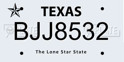 BJJ8532 Texas License Plate