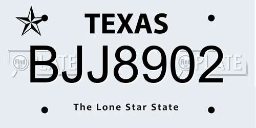 BJJ8902 Texas License Plate