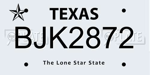 BJK2872 Texas License Plate