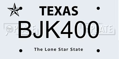 BJK400 Texas License Plate