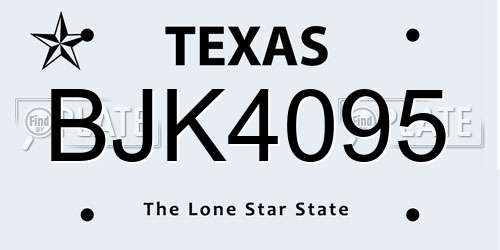 BJK4095 Texas License Plate