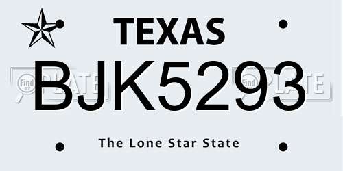 BJK5293 Texas License Plate
