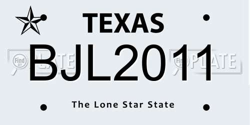 BJL2011 Texas License Plate