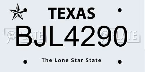 BJL4290 Texas License Plate