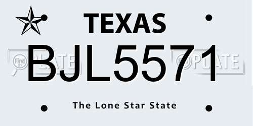 BJL5571 Texas License Plate