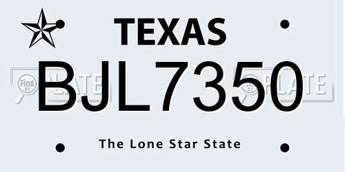 BJL7350 Texas License Plate