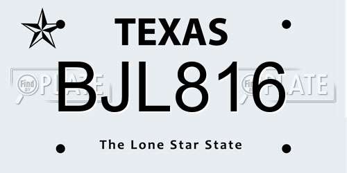 BJL816 Texas License Plate