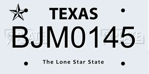 BJM0145 Texas License Plate