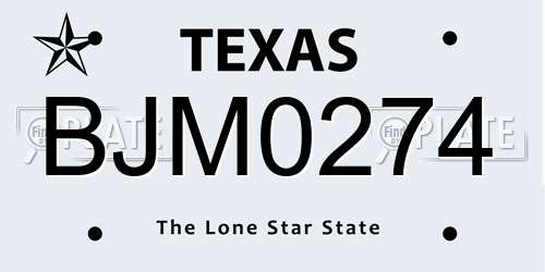 BJM0274 Texas License Plate