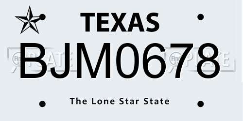 BJM0678 Texas License Plate