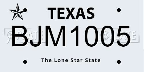 BJM1005 Texas License Plate