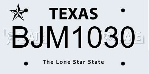 BJM1030 Texas License Plate