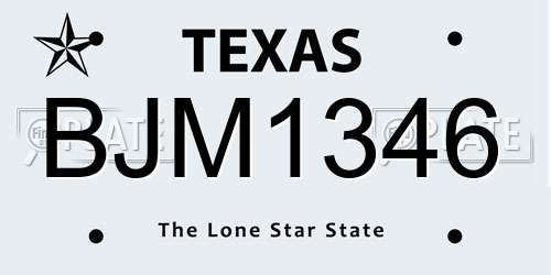 BJM1346 Texas License Plate