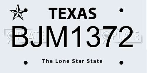 BJM1372 Texas License Plate