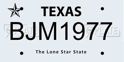 BJM1977 Texas License Plate
