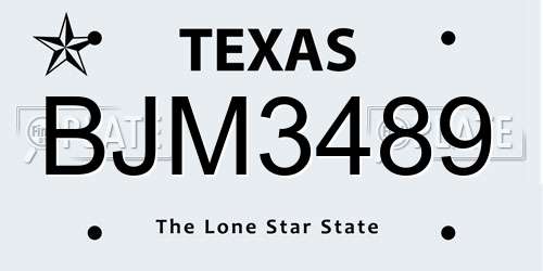 BJM3489 Texas License Plate