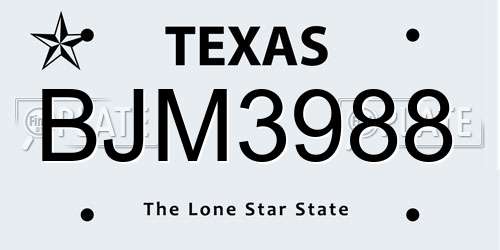BJM3988 Texas License Plate