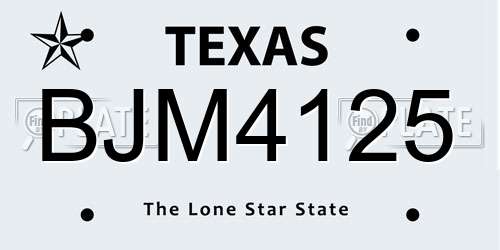 BJM4125 Texas License Plate