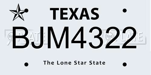 BJM4322 Texas License Plate