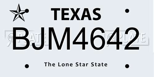 BJM4642 Texas License Plate