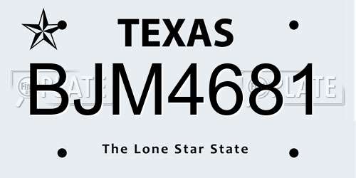 BJM4681 Texas License Plate