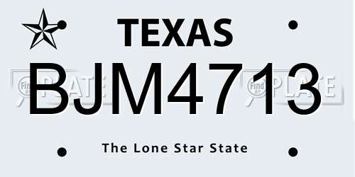 BJM4713 Texas License Plate