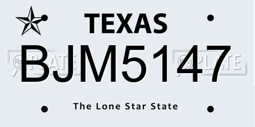BJM5147 Texas License Plate