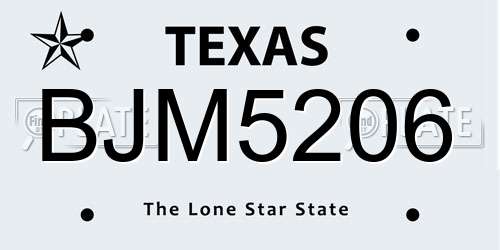 BJM5206 Texas License Plate
