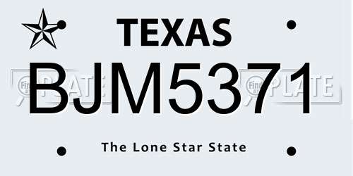 BJM5371 Texas License Plate